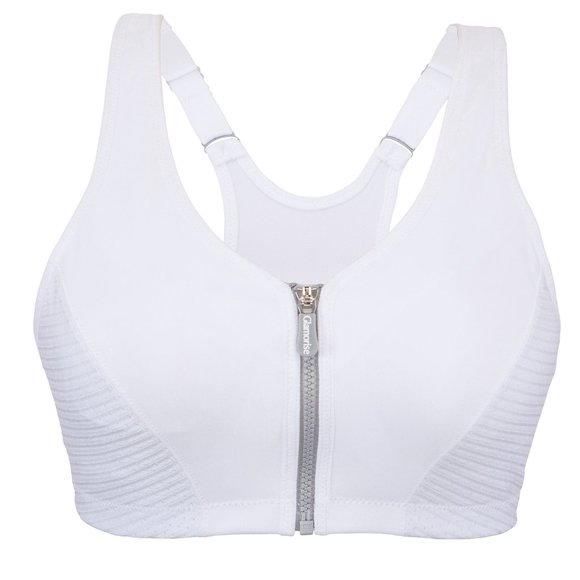 Glamorise SPORT Bra 32DD (HIGH-IMPACT) Wicking (RACERBACK) Stretch WHITE NEW - Picture 1 of 9